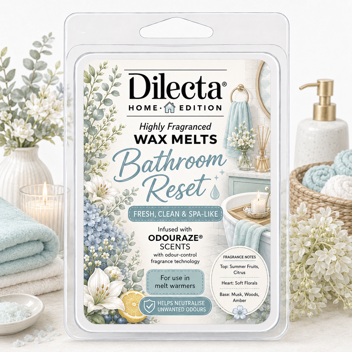 Bathroom Reset Wax Melt - Odour-control fragrance technology